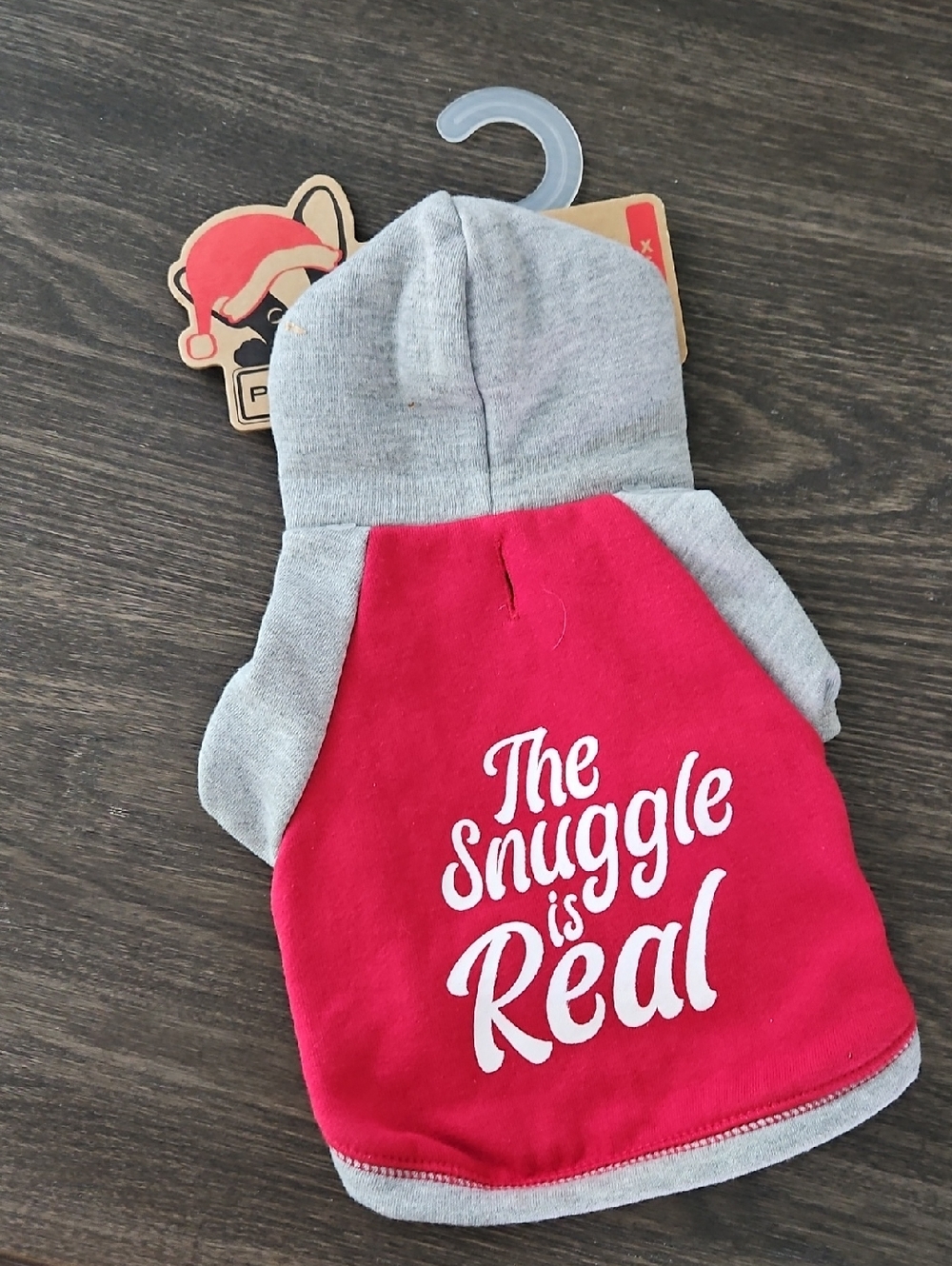 The Snuggle is Real Pet Hoodie - Red and Gray